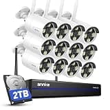 ANNKE Wireless Security Camera System 2TB Hard Drive, 16CH 4K WiFi NVR Kit, 12Pcs 2K Home Surveillance Cams for Indoor/Outdoor, 2-Way Audio, Night Vision, Weatherproof, Motion Detection, Metal Housing