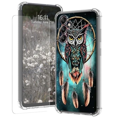 for Samsung Galaxy S26 Clear Case with Screen Protector Slim Soft Silicone TPU Bumper Transparent Crystal Anti-Yellowing Shockproof Protective Cover for Samsung S26 5G 6.3" 2026,Owl Dream Catcher