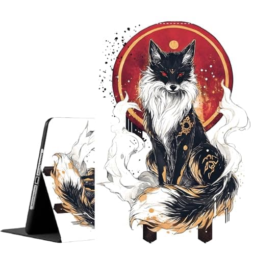 FDHHKJUKO Case for iPad Air 11 Inch M3/M2 (2025/2024),for iPad Air 5th/4th Gen (2022/2020), Slim Folding Stand Cover with Auto Wake/Sleep ,Foxes in Red Moonlight