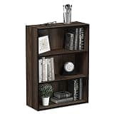 Furinno PASIR Book Shelf, 3-Tier Bookshelf, Storage Shelves Bookcase, 9.7 x 23.7 x 31.5, for Living Room, Bedroom, Home Office, Columbia Walnut