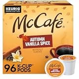 McCafe Autumn Vanilla Spice, Single Serve Coffee Keurig K-Cup Pods, Flavored Coffee, 96 Count (4 Packs of 24)