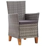 DXKDUSOKJ Homestyle Poly Rattan Garden Chairs 2 Pcs with Cushions, Solid Acacia Wood Feet, PE Rattan Patio Chairs for Outdoor Use