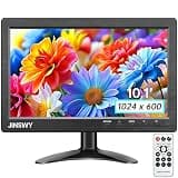 JINSWY 10.1" Security Monitor, 1024x600 HD Display, HDMI VGA BNC AV USB Ports, Small Monitor with Built-in Speakers & Remote Control, for CCTV Surveillance, DVR, PC, Raspberry Pi