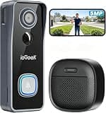 ieGeek Wireless Doorbell Camera No Subscription - 5MP Ultra Clear Motion Detection Alert Video Doorbell, Cloud/Local Storage, Battery Power Easy Connect & Install, Work with Alexa, Only 2.4Ghz WiFi
