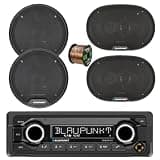 Blaupunkt Dublin 412 Heavy Duty USB Bluetooth MP3 Stereo Reciever, 2X 6 40 Watt Max Full Range 3-Way Speakers, 2X 6x9 70 Watt Max 4-Way Car Audio Speakers w/Wire
