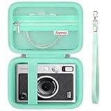Supmay Carrying Case Compatible with Fujifilm Instax Mini EVO Instant Camera, INSTAX MINI EVO Camera Storage Holder Travel Bag with Mesh Pocket for Photos, USB Cables, Film, Green