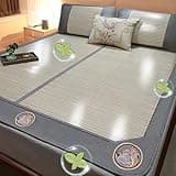 FCHZJCZYT Summer Cooling Bamboo Sleeping Mat Foldable, Bamboo Mat for Bedroom, Double-Sided Cooling Bed Sheet Air Conditioning Matbedroom Essential for Summer Sleeping,Greya,180x200cm/71 * 79"