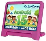 WXUNJA Android 15 Kids Tablet, 2025 Upgraded 10.1 Inch Tablets with Octa-core Processor, 6000mAh Battery, Kid Space, Parental Control,Pre-Loaded Kids Apps, 2.4/5GHZ Dual WiFi, Case Included, Red