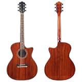 Acoustic Electric Guitar with Armrest Body and Built-In EQ, High Gloss Folk Guitar with Bag Strap and Strings for Practice Rehearsal Studio Recording and Stage Performance (Model 3 no EQ)