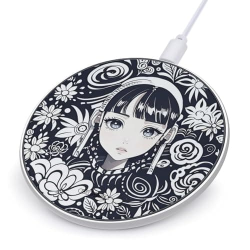 Ink Style Pattern Wireless Charger Portable 10W Fast Wireless Charging Pad Compatible with Phone Ultra-Thin Charging Station Lightweight Charger Mat for Travel Home Office Desk