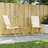 KHNLGFR Bamboo Patio Reclining Chairs 2 Pack with Cushions, Foldable Outdoor Lounge Chairs with Adjustable Backrest, Natural Solid Bamboo Recliners with Thick Padded Cushions