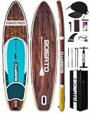 Boierto Inflatable Stand Up Paddle Board 11'*33", Extra Wide Paddle Board for Adults, SUP with Detachable Fins, Pump, Kayak Seat & Kayak Floating Paddle 4pcs, Safety Leash, Backpack