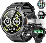 Military Smart Watch for Men (Answer/Make Calls), 1.53" HD Display, 50+ Days Extra-Long Battery Life Fitness Tracker with Heart Rate/Sleep Monitor/110+ Sports/Flashlight/IP68 Waterproof – Gift for Men
