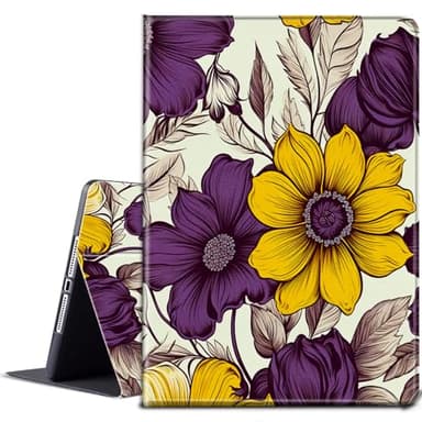 for Kindle 11th Generation Case 6 inch 2022 Release with Adjustable Stand & Auto Wake/Sleep Smart Protect PU Leather Cover Tablet Case - Purple Yellow Sunflower