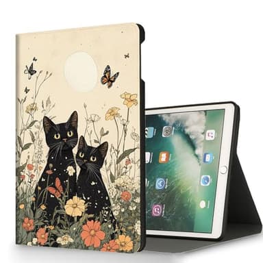 RUUHLJLET for Microsoft Surface Go 4/3/2/1-10.5" 2021 Tablet Case,Auto Wake/Sleep,Adjustable Stand Protective Cover - Black Cat Flower Moon