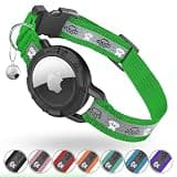 Reflective AirTag Cat Collar, Integrated Cat Tracker Collar with Air Tag Holder and Bell, Safety Elastic Band Cat GPS Collars for Girl Boy Cats, Kittens and Puppies (Emerald,S)