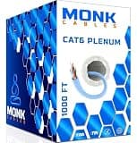 MONK CABLES | CAT6 Plenum Cable 1000ft | UTP, 23AWG, 550MHz | DSX-8000 Certified | Most Certified Cable of The Whole Market (Ice Blue)