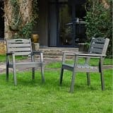 Hassyee HDPE 5 Pieces Outdoor Patio Dining Set with 1 Dining Table and 4 Dining Chairs for Backyard, Poolside, Dining Furniture Set with Umbrella Hole for Poolside, Lawn, Garden (Grey 2 Chairs)