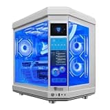 HYPER CYBER Ultra White Plus Gaming PC Desktop Computer, AMD Ryzen 7 7800X3D, Radeon RX 9060 XT, 32GB DDR5, 2TB SSD, 360 LCD Liquid Cooler Black, Windows 11 Home, RGB Lighting, Ready to Use