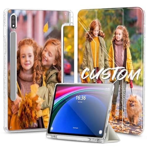 Custom Pictures Personalized Case for Samsung Galaxy Tab S7 11 inch(2020), Built-in Pencil Holder, Customized Photo Galaxy Tablet Case with Shockproof Protective Cover Clear PC Back Shell