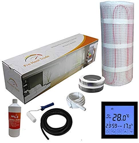 Nassboards Premium Pro – Electric Heating For Underfloor Heating, Yellow 150 W per m2 - Black Touchscreen Thermostat - 10 m²