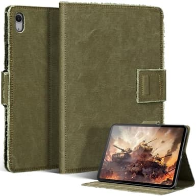 CPNVWA iPad Case for iPad Air 11 inch M4/M3/M2 (2026/2025/2024) iPad Air 5th/4th Generation (2022/2020) 10.9 inchAdjustable StandAuto Wake/SleepMagnetic Closure Canvas Protective CoverArmy Green