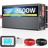 2500W Pure Sine Wave RV Inverter with Built-in ATS, 12V DC to 110V/120V AC Power Converter, 5000W Peak, Automatic Shore Power Bypass, Hardwire Ready for RV Electrical Systems, LCD Remote, USB & Type-C