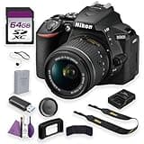 Nikon D5600 24.2MP DSLR Camera with 18-55mm VR Lens Bundle with Cleaning Kit + 64GB Memory Card + More