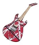 Solid Body Electric Guitar, Red Striped Graphic Heavy Metal Tribute Style with Locking Tremolo, Full Size 6-String for Hard Rock (Guitarra Eléctrica)