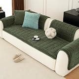 MDSASFD Sofa Couch Cover, Sofa Covers for Dogs Washable, Non-Slip Striped Sofa Slipcovers for Sectional Sofa, Sofa Cover Furniture Protector for L Shaped(Dark Green, 27.6"x 59")
