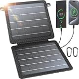 BLAVOR 10W Portable Solar Charger(5V/2A Max), Small Foldable Solar Panel with USB-C USB-A Outputs Compatible with Cell Phone Tablet, IPX4 Waterproof for Camping, Hiking, Backpacking