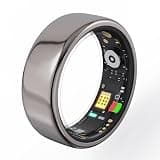 Smart Ring Health Tracker for Men WomenHeart Rate, Blood Oxygen, Sleep Monitor, Step Counter,5ATM Waterproof, Remote Camera Control No Subscription Fee Fitness Ring with Charging Case (Silver, 9#)