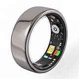 Smart Ring Health Tracker for Men WomenHeart Rate, Blood Oxygen, Sleep Monitor, Step Counter,5ATM Waterproof, Remote Camera Control No Subscription Fee Fitness Ring with Charging Case (Silver, 9#)