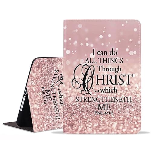 BXIKEOPIU Case for Samsung Galaxy Tab S5e 10.5 inch 2019 Tablet (Model: SM-T720/T725/T727), Slim PU Leather Stand Folio Cover with Auto Sleep Wake, Glitter Quote Bible Verse Phil 4-13
