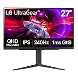 LG 27GR83Q-B 27-inch Ultragear QHD (2560x1440) IPS Gaming Monitor, 240Hz, 1ms, DisplayHDR 400, G-Sync AMD FreeSync Premium, HDMI 2.1 DisplayPort, 4-Pole HP Out DTS GP:X, Tilt/Height/Pivot Stand, Black