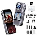 fceoul Action Camera with Dual Color Screen,Body Waterproof Camera Suitable for Travel Motorcycle Helmet Cameras, Equipped with 32GB Card, 2 Batteries, and Various Installation Kits