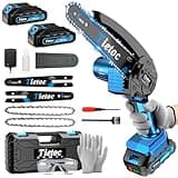Tietoc Mini Chainsaw, 6 Inch Chain Saw Cordless, 880W Powerful Electric Handheld Chainsaw with Automatic Oiler, with 2 Batteries and 2 Chains, Tree Trimmer Gardening Tools Gift for Men, Father, Dad
