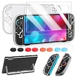 FYOUNG Protective Case for Nintendo Switch 2 2025, Switch 2 Case Slim Hard Shell Accessories, Scratch&Shock Protection Cover with Screen Protector, 8 Thumb Grip (Clear, Switch 2 7.9inch)