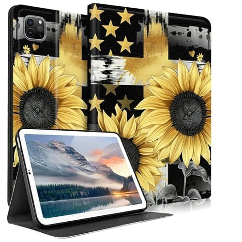 HEAKIERG for iPad Pro 12.9 Case 5th / 6th Generation 2021/2022 Tablet Case, PU Leather Stand Shell Multiple Viewing Angles Protective Cover for iPad Pro 12.9 Inch 2021/2022, Sunflower Flag