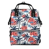 Pioyoku Tropical Palm Leaf Beach (2) Print Diaper Bag Backpack -Multifunction Travel Baby Diaper Bag,Baby Bags For Girls Boys