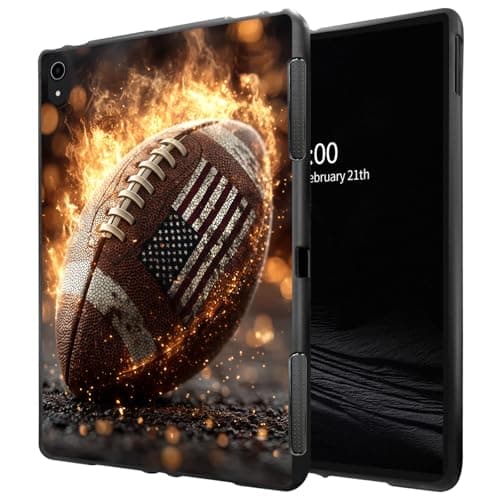 RMJKXQZG Tablet Case for iPad 10Th Generation for iPad 10.9 Inch Case (2022) Slim Design Matte TPU Rubber Soft TPU Protective Cover for iPad 10th Gen, American Flag Flaming Football