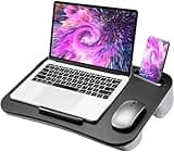 HUANUO Laptop Lap Desk, Fits up to 15.6-Inch Laptops and Tablets, Portable Lap Desk with Cushion, Phone Holder and Storage Bag, Black Lapdesk for Home Office or Dormitory