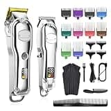 DAXXIN Hair Cutting Tool, Professional Hair Cutter Mans Clipper Set Metal Electric Cordless Hair Trimmer for Barber LCD Display Hairdressing