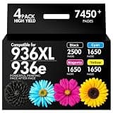 936XL 936 Ink Cartridges Combo Pack Replacement for HP Ink 936XL Black and Color Combo Pack Works for HP936XL/936 Officejet 9110 9120 9122 9125 9128 9130 Pro 9135 9730 Printer 4-Pack