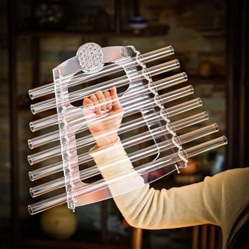 Singing Bowls Crystal Harp 432 Hz/440Hz Standard Perfect Pitch 8 Transparent Tubes Crystal Singing Harp With Alumina Carry Case & 2 Crystal Mallets(432hz)