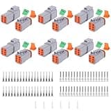Deutsch DT 6 Pin Connectors 6 Set, Waterproof Electrical DT Connector Kit with Size 16 Stamped Contacts and Seal Plug Gauge 14-20 AWG Wire for Cars, Truck, Off-Road Vehicles, Motorcycle