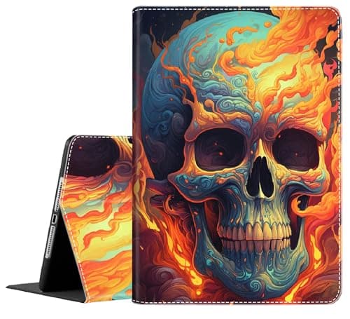 Case for iPad Air 11 Inch Case M2 2024, iPad Air 6th Gen Case/iPad Air 5th Gen 2022/Air 4th 2020 10.9 Inch, Slim Stand Protective Smart Cover Fit iPad Air, Skull and Fire