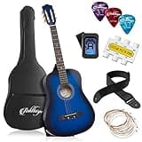 Ashthorpe 38-inch Beginner Acoustic Guitar (Blue), Starter Kit with Gig Bag, Extra Strings, Strap, Picks, and Lessons