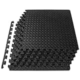 ProsourceFit Exercise Puzzle Mat ½-inch, EVA Interlocking Foam Floor Tiles for Home Gym, Workout Equipment, Kids Play Areas, Black, 24 SQ FT - 6 Tiles