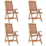 DXKDUSOKJ Solid Eucalyptus Wood Folding Patio Chairs 4 Pcs with Adjustable Backrest 5 Positions for Garden Terrace